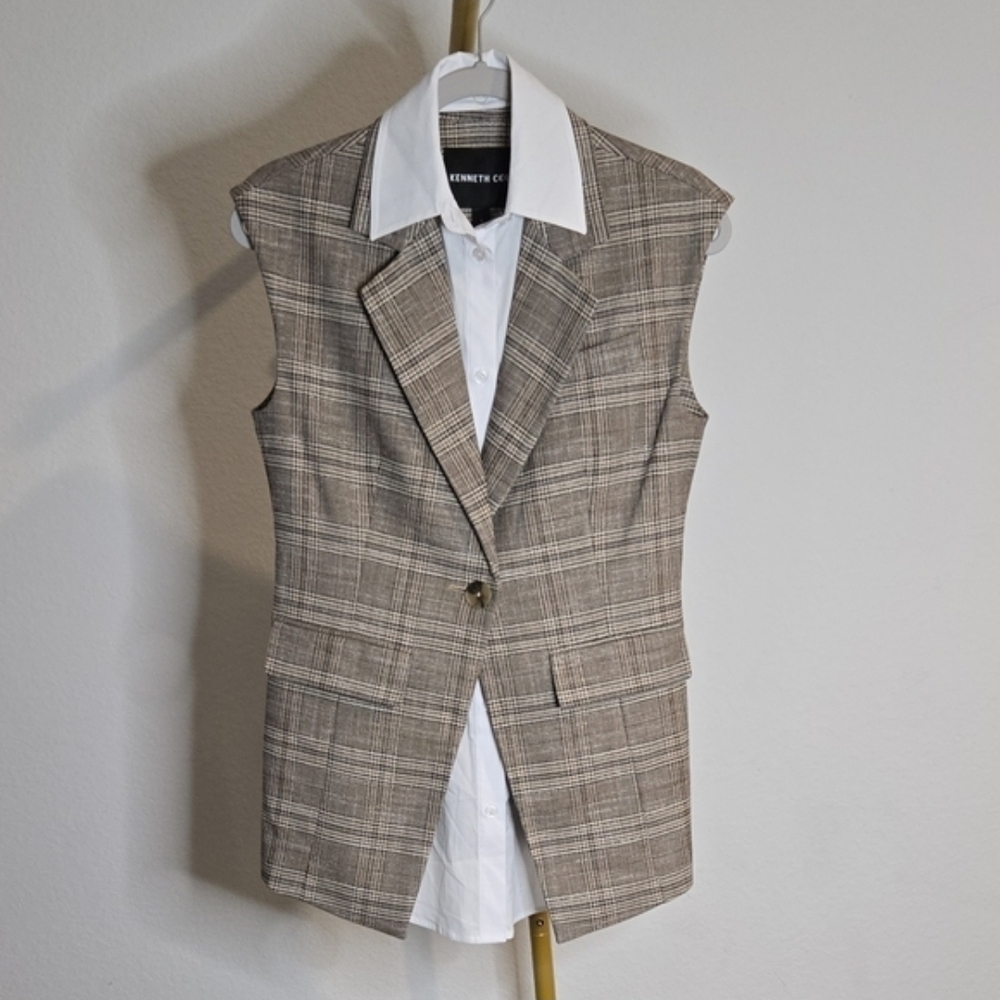 Kenneth Cole Brown Plaid Vest